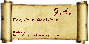 Forján Adrián névjegykártya
